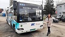 ČSAD Havířov testuje na trase Havířov - Ostrava autobus na vodíkový pohon. Zapůjčený ho má ze Slovenska. Prosinec 2022.