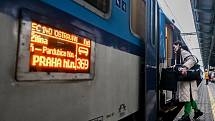Příjezd prvního humanitárního vlaku do Bohumína, sobota 26. února 2022.