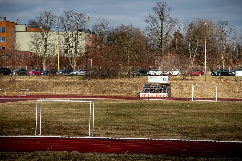 Atletický stadion v Havířově, leden 2020.