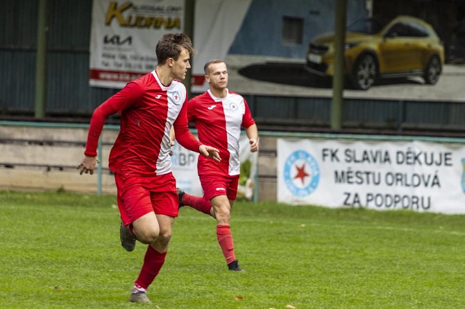 Zápas 13. kola krajského přeboru Slavia Orlová - FK Český Těšín 2:0.
