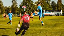 Zápas 22. kola fotbalové I.B třídy, skupiny C, Lokomotiva Petrovice B - Horní Suchá 0:6, které se hrálo 15. května na hřišti v Závadě. Foto: FK Horní Suchá/Ondřej Kruťa