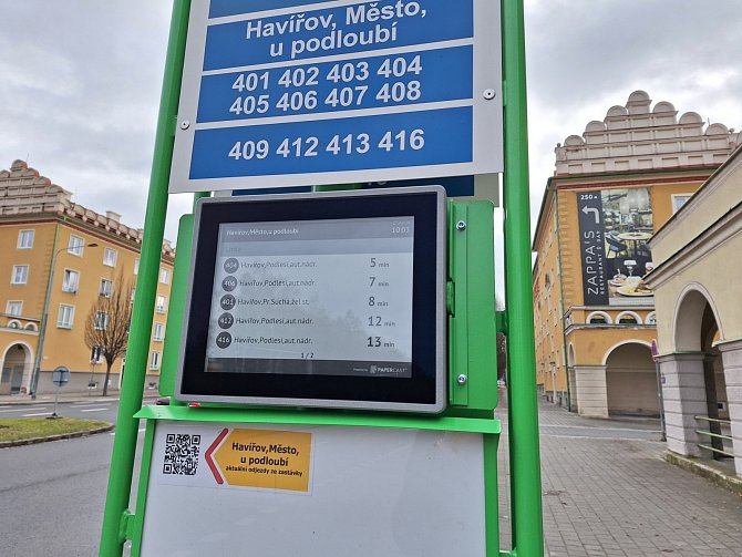 Havířov bude mít chytré zobrazování jízdních řádů na zastávkách MHD. Únor 2024.
