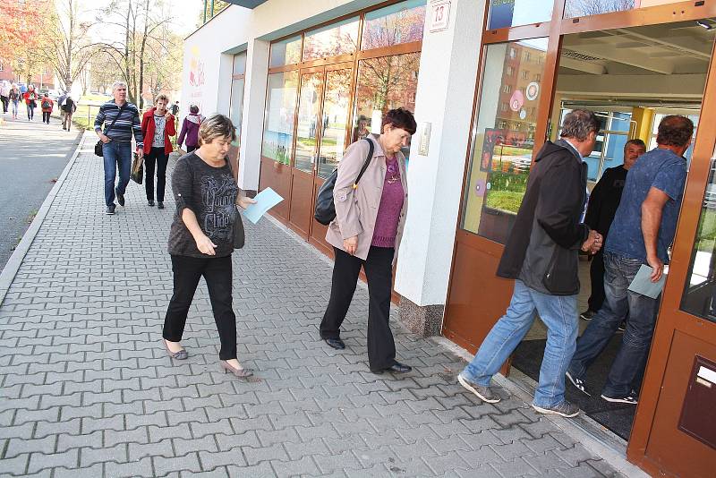 Davy voličů chodily v Karviné v pátek hned po otevření volebních místností.