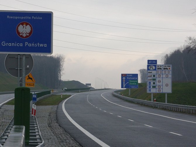 Dálnice D1 na hranici s Polskem. 