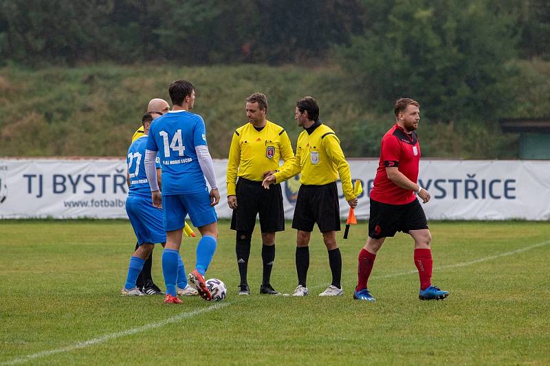 Zápas 3. kola fotbalové I.A třídy, skupiny B, Bystřice - Horní Suchá 0:0.