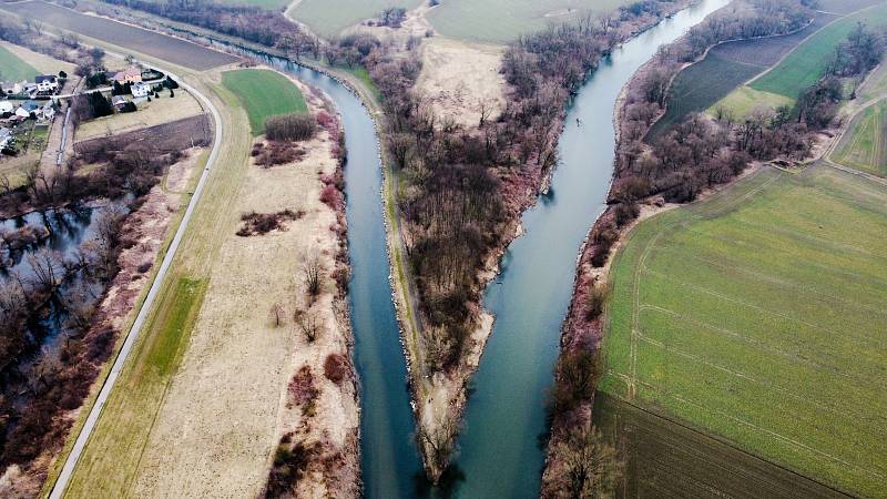 Soutok řek Odry a Olše v Bohumíně-Kopytově.