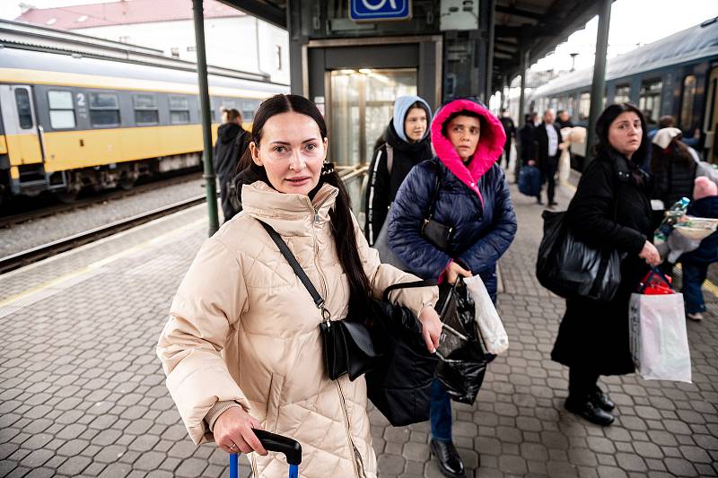 Příjezd prvního humanitárního vlaku do Bohumína, sobota 26. února 2022.