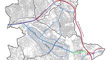 Návrh trasy prodloužené Dlouhé třídy a obchvatu města Havířova.