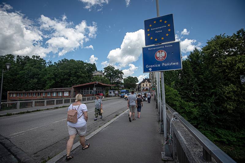 Hranice mezi Českou republikou a Polskem v Českém Těšíně.