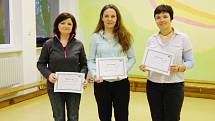 Kategorie vzduchová pistole na 40 ran, ženy. Zleva druhá Kateřina Slaninová, vítězná Gabriela Bortlíková a třetí Zuzana Vildomcová.