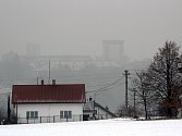 Smog halící Havířov. Snímek z 26. 1. 2017. 