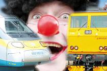 V konkurenčním souboji vlakových dopravců došlo i na klaunské červené nosy. Výtěžek pomůže nemocným dětem