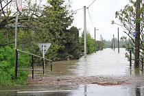 Záplavové ohrožení v Bohumíně. Snímek z května 2010