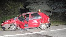 Nehoda osobních vozidel v Dolní Lutyni