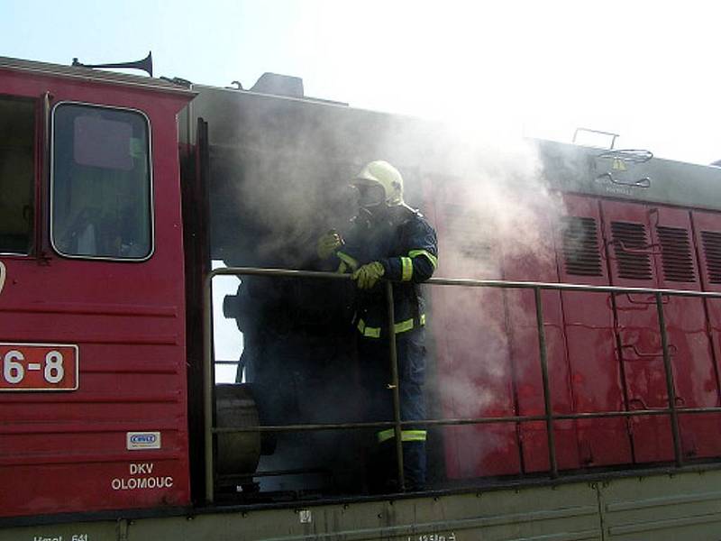 Požár rychlíku v Opavě-Držkovicích.