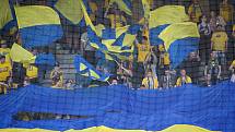 Opava - Zápas 22. kola Fortuna národní ligy mezi SFC Opava a FK Fotbal Třinec hrané v Opavě 15. dubna 2018. Fanoušci SFC Opava.