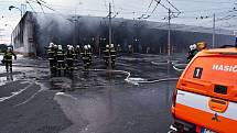 Požár v areálu Městského dopravního podniku v Opavě-Kylešovicích.