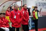 Pardubice - Zápas Fortuna národní ligy FK Pardubice - SFC Opava 8. dubna 2018. Trenér Pardubic Jaroslav Novotný.