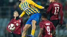 Opava - Zápas osmifinále MOL Cupu mezi SFC Opava a AC Sparta Praha 28. listopadu 2018 na Městském stadionu v Opavě. Václav Juřena (SFC Opava).