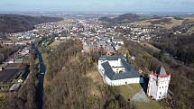 Hradec nad Moravicí pohledem z dronu.