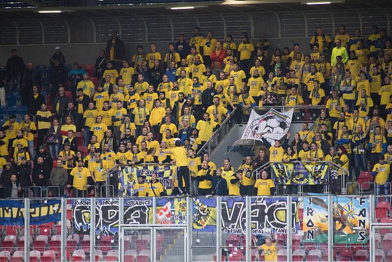 Plzeň - Zápas třetího kola MOL Cupu mezi Viktoria Plzeň a SFC Opava 5. října 2017. Fanoušci SFC Opava.