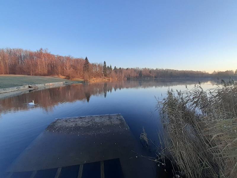 Revitalizace Stříbrného jezera pokračuje. 3. listopadu 2021, Opava.