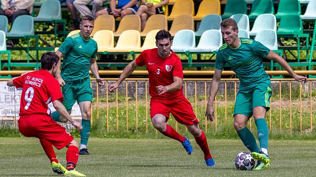 Zápas 28. kola fotbalového krajského přeboru Háj ve Slezsku - Kobeřice 0:4.