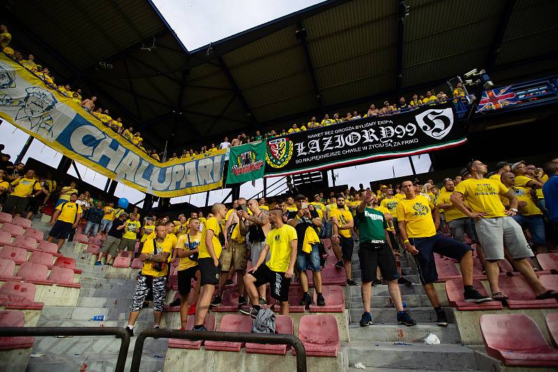 Zápas 1. kola FORTUNA:LIGY mezi AC Sparta Praha a SFC Opava 21. července 2018 v Generali areně v Praze. Fanoušci SFC Opava.