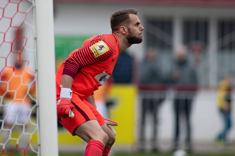 Pardubice - Zápas Fortuna národní ligy FK Pardubice - SFC Opava 8. dubna 2018. Vojtěch Šrom - o.