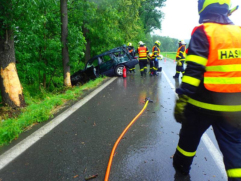 Auto narazilo do stromu, zraněno bylo pět lidí včetně dětí.