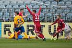 Opava - Zápas fotbalové FORTUNA:LIGY mezi SFC Opava a SK Sigma Olomouc 13. dubna 2019. Lukáš Kalvach (SK Sigma Olomouc), Jakub Plšek (SK Sigma Olomouc).