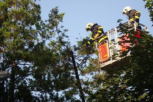 Zásah hasičů po bouřce v Opavě. 