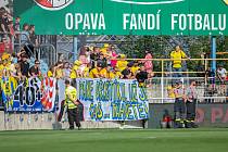 Transparent, který vytáhli fanoušci fotbalové Opavy v průběhu sobotního utkání 2. kola FORTUNA:LIGY s Příbramí.