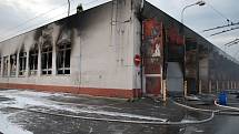 Požár v areálu Městského dopravního podniku v Opavě-Kylešovicích.