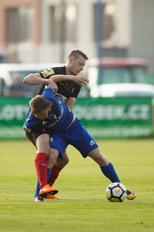 Vlašim - Zápas 23. kola Fortuna národní ligy mezi FC Vlašim a SFC Opava 22. dubna 2018 ve Vlašimi. Dominik SImerský - o.