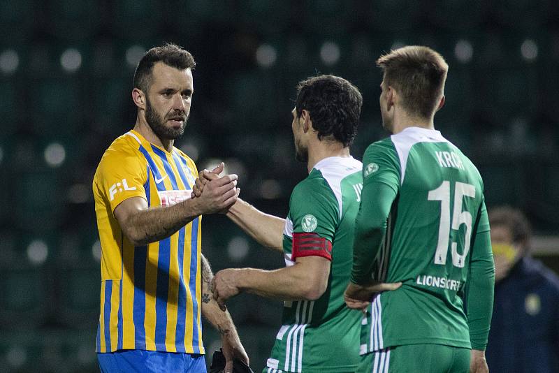 Opava - Dohrávka zápasu 14. kola FORTUNA:LIGY mezi Bohemians Praha 1905 a SFC Opava 27. ledna 2021. Jan Žídek (SFC Opava).