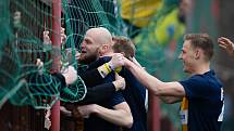 Pardubice - Zápas Fortuna národní ligy FK Pardubice - SFC Opava 8. dubna 2018. Tomáš Smola - o, gól.