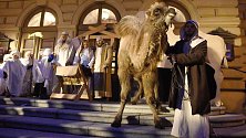 Velkým zpestřením zahájení Tříkrálové sbírky v Opavě byl i živý velbloud.