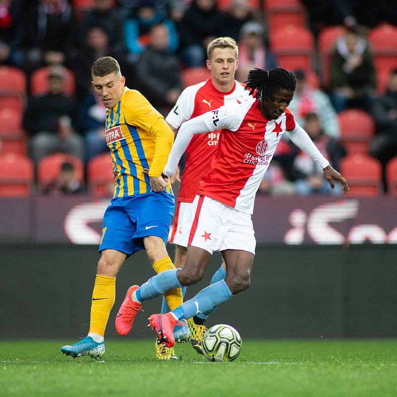 Zápas fotbalové FORTUNA:LIGY mezi SK Slavia Praha a SFC Opava, 22. února 2020.