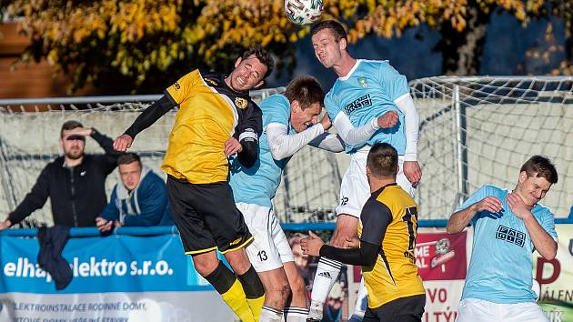 Utkání 13. kola I.A třídy, skupiny B, Kravaře - Vřesina 1:1.