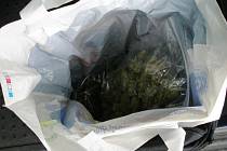 V tašce bylo ukryto bezmála 600 gramů marihuany.