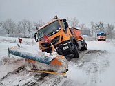 Nehoda sypače v Pusté Polomi, prosinec 2022