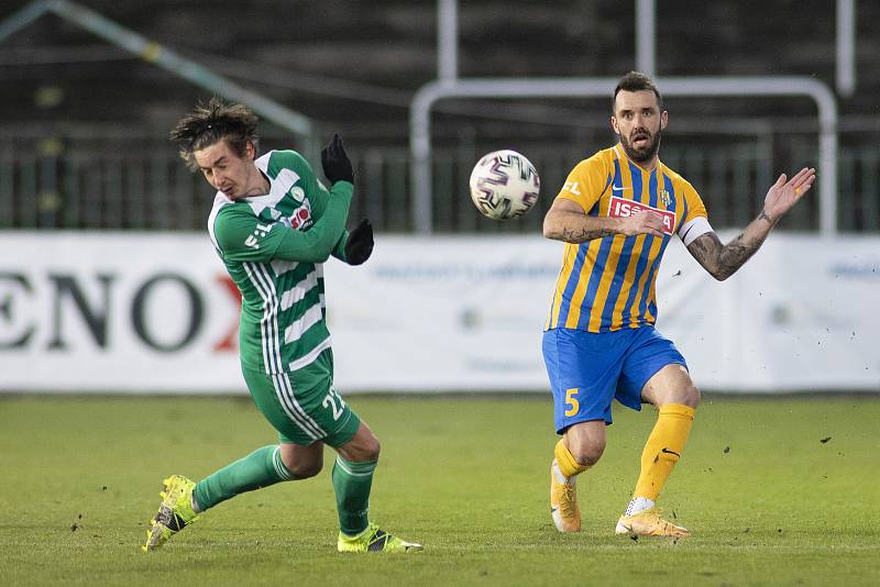 Opava - Dohrávka zápasu 14. kola FORTUNA:LIGY mezi Bohemians Praha 1905 a SFC Opava 27. ledna 2021. Jan Žídek (SFC Opava).