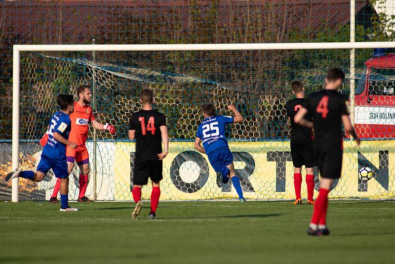 Vlašim - Zápas 23. kola Fortuna národní ligy mezi FC Vlašim a SFC Opava 22. dubna 2018 ve Vlašimi. Vlašim gól.