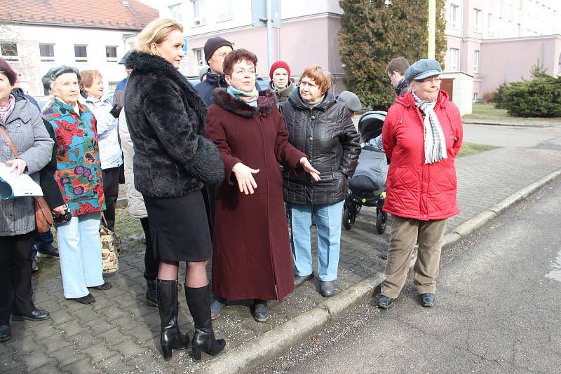 Občané Hlučína protestovali proti kácení stromů ve vnitrobloku mezi ulicemi Tyršova, Komenského a Zahradní.