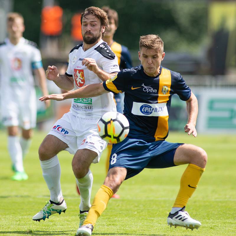 Zápas 29. kola Fortuna národní ligy (FNL) mezi FK Hradec Králové a SFC Opava na stadionu v Hradci Králové 20. května 2018. Tomáš Jursa - o.