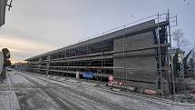 Parkovací dům u východního nádraží. 13. ledna 2022, Opava.