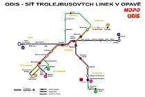 Nové schéma opavských trolejbusů, které začne platit od 1. března 2022.