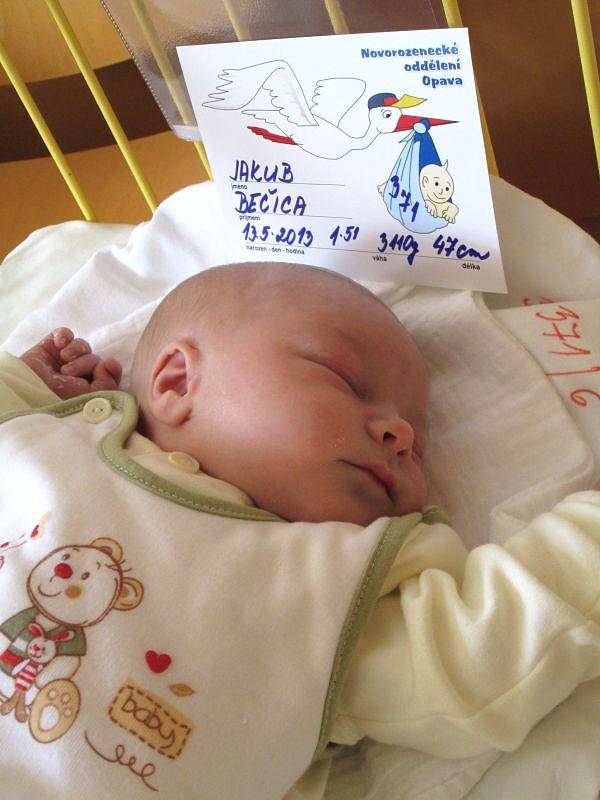 Jakub Bečica se narodil 13. května, vážil 3,11 kg a měřil 47 cm. Jeho maminkou je Petra Bečicová z Budišova nad Budišovkou. Doma se na Jakuba těší sestřička Natálka a celá rodina.