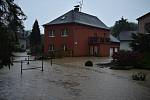 Šilheřovice, povodeň, stav ve čtvrtek 13. května před 19. hodinou večer.